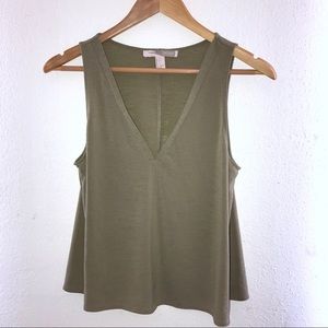 F21 Contemporary Vneck Tank Top Olive Green Blouse